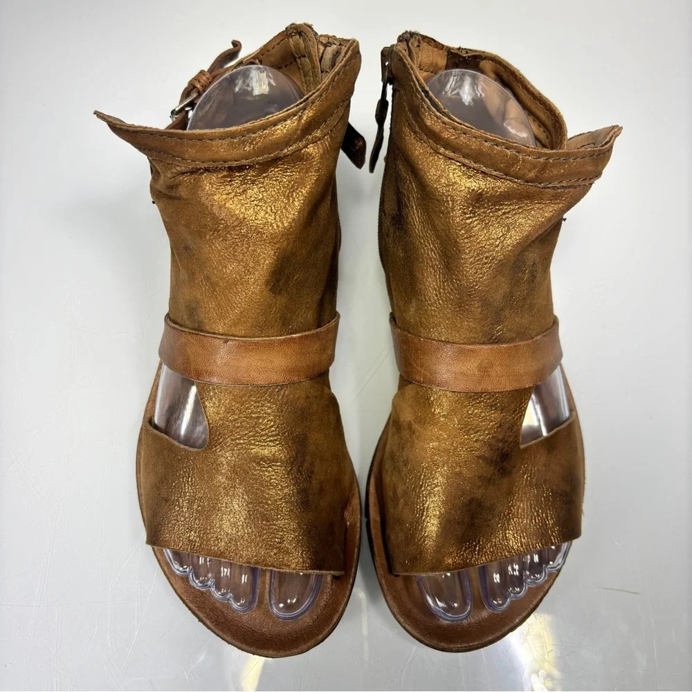 Miz Mooz Bronze Brown Leather Gladiator Sandals - Picture 5 of 13